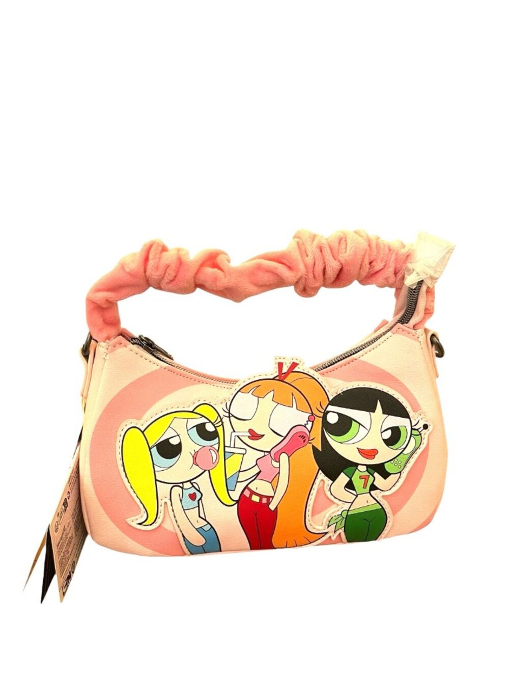 Loungefly The Powerpuff Girls Fuzzy Handle Crossbody Bag Buttercup Blossom Bubbl - Picture 5 of 6